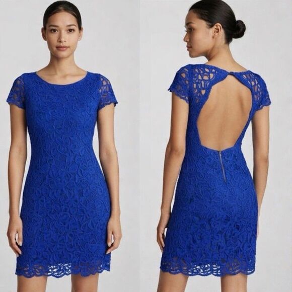 Alice + Olivia Dresses & Skirts - Alice+Olivia XS/2 Clover Lace Backless Dress Bodycon Silk Cocktail Formal Sexy